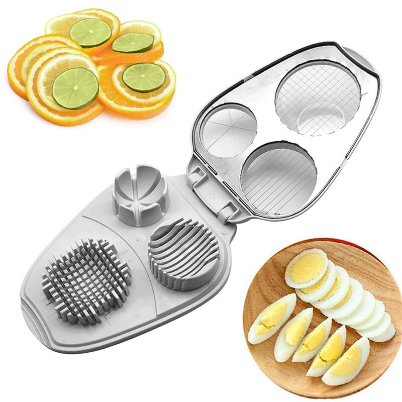 EggGenix 3-in-1 egg and vegetable slicer with dicer, wedge cutter and slicer blade – compact kitchen gadget for eggs, mushrooms, strawberries and more