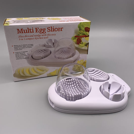 EggGenix 3-in-1 egg and vegetable slicer with dicer, wedge cutter and slicer blade – compact kitchen gadget for eggs, mushrooms, strawberries and more