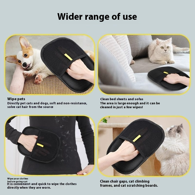 Reusable pet hair remover glove for dogs and cats – ideal for removing fur from clothes, furniture, and pet grooming.
